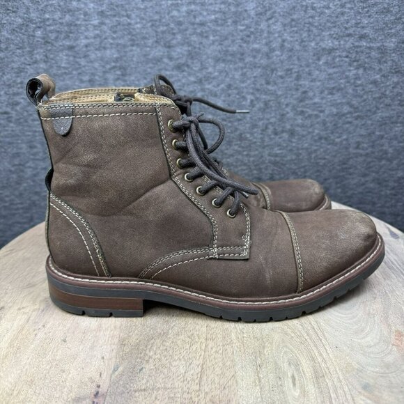 Dockers Rawls Rugged Mens 9M Brown Faux Leather Lace-Up Ankle Boots Side Zippers - Picture 2 of 10